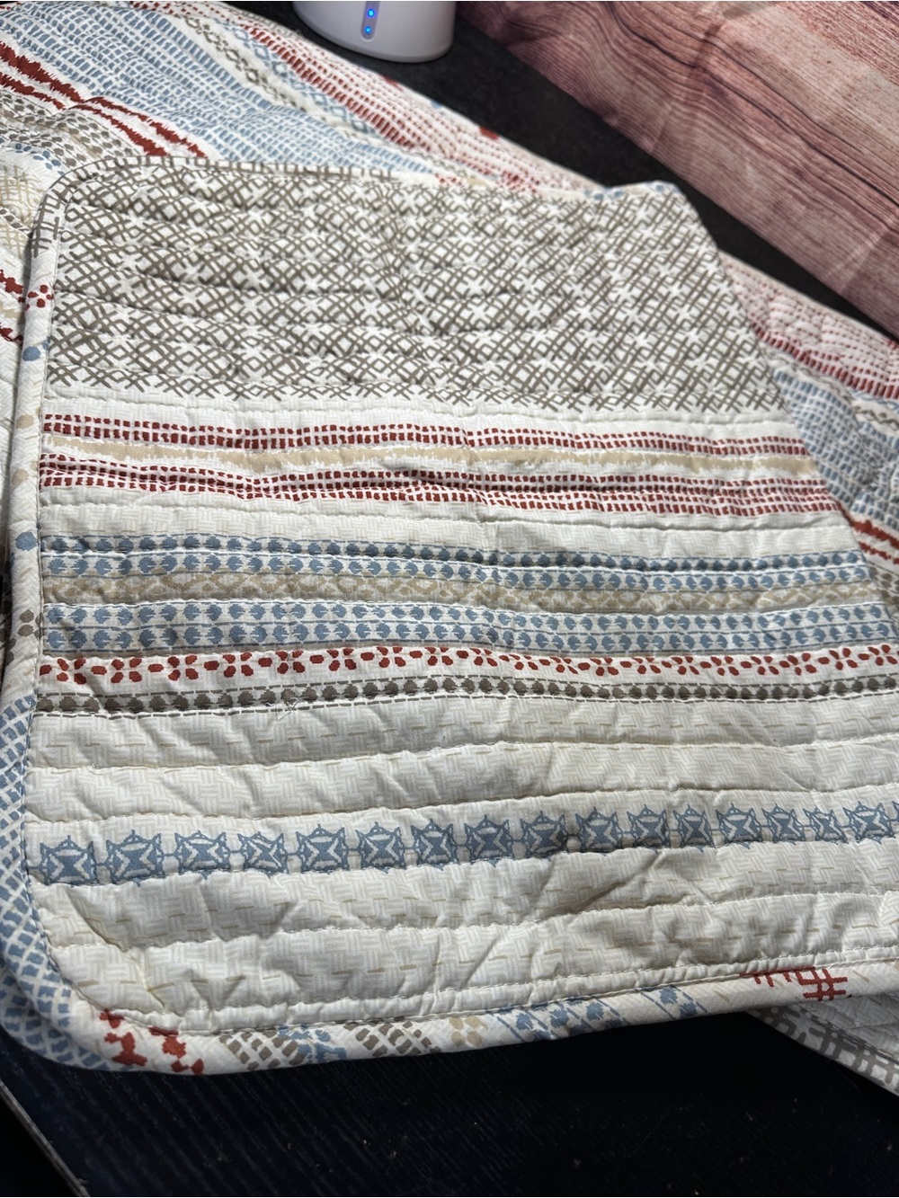 Lucky Brand bohemian-style quilt shams reversible striped and pattern Queen - Picture 2 of 8
